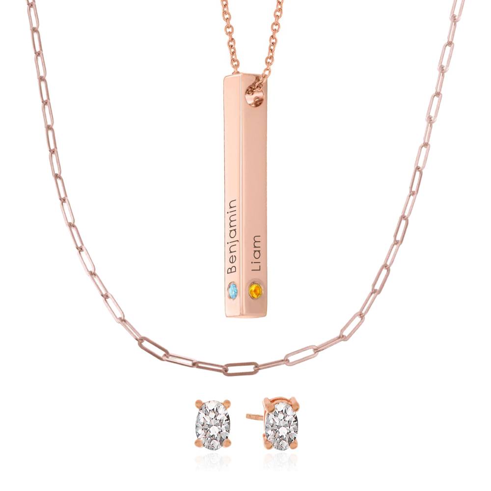 Last Minute Pack "Totem 3D Bar Necklace in Rose Gold Plating with Birthstones"-5 Last Minute Pack "Totem 3D Bar Necklace in Rose Gold Plating with Birthstones"-5 product photo