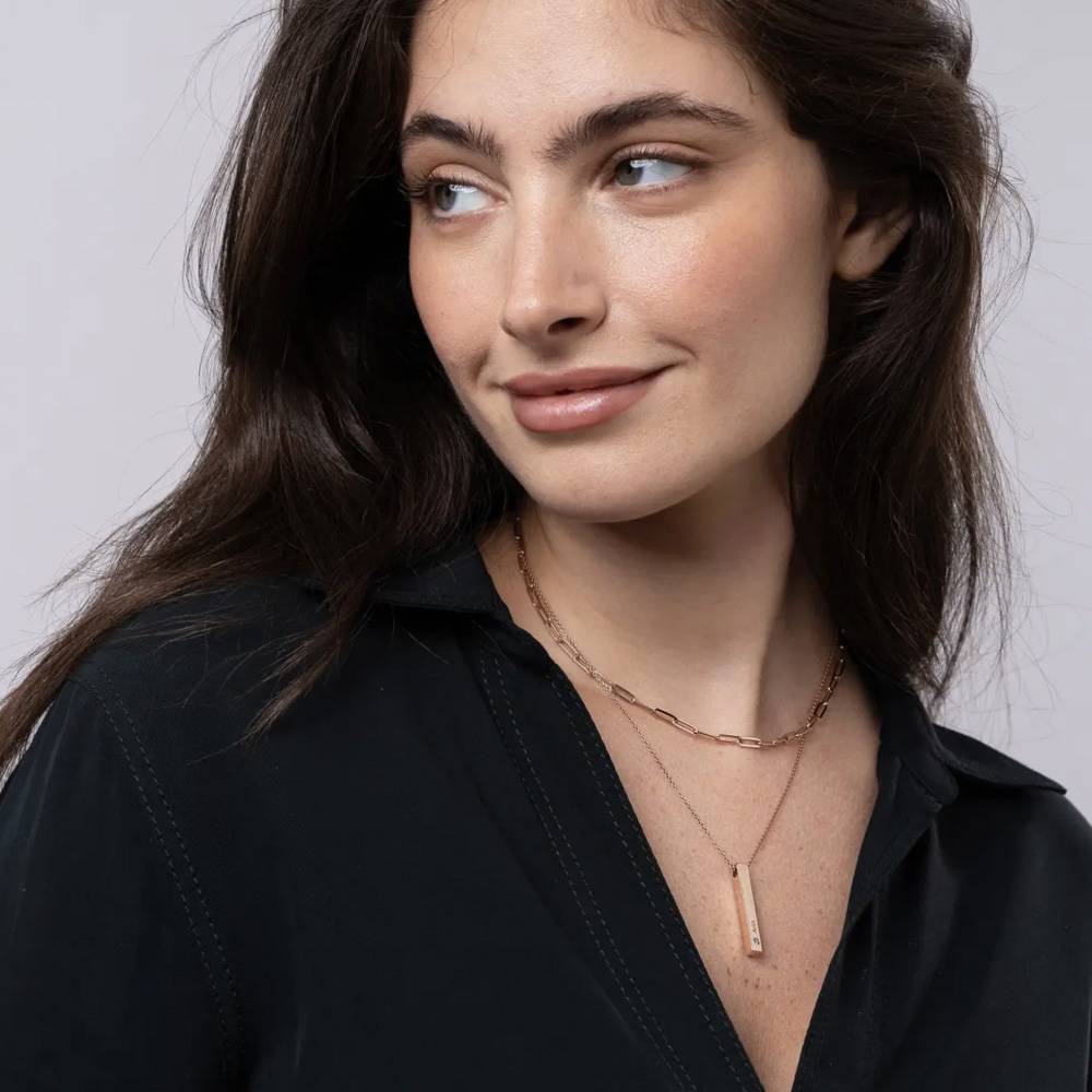 Last Minute Pack "Totem 3D Bar Necklace in Rose Gold Plating with Birthstones"-4 Last Minute Pack "Totem 3D Bar Necklace in Rose Gold Plating with Birthstones"-4 product photo