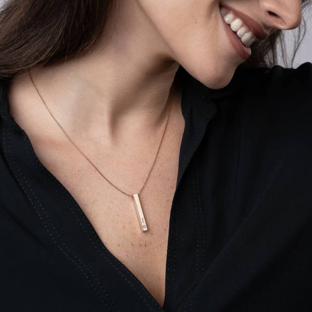 Last Minute Pack "Totem 3D Bar Necklace in Rose Gold Plating with Birthstones"-3 Last Minute Pack "Totem 3D Bar Necklace in Rose Gold Plating with Birthstones"-3 product photo