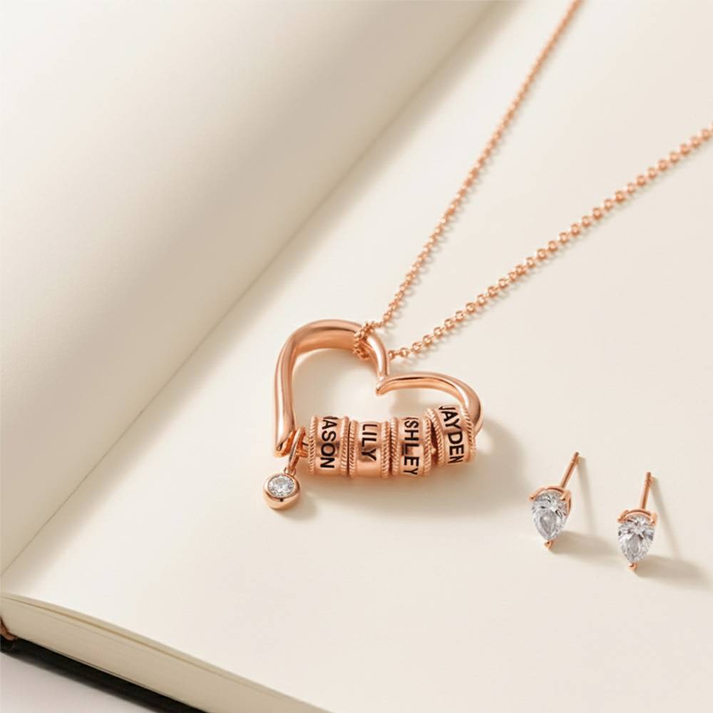 Last Minute Pack "Charming Heart Necklace in Rose Gold Plating with 0.10CT Diamond"-3 product photo