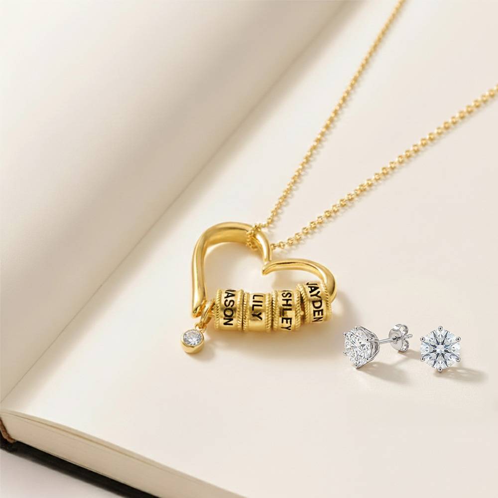 Last Minute Pack "Charming Heart Necklace in 10K Solid Yellow Gold with 0.10CT Diamond"-5 product photo