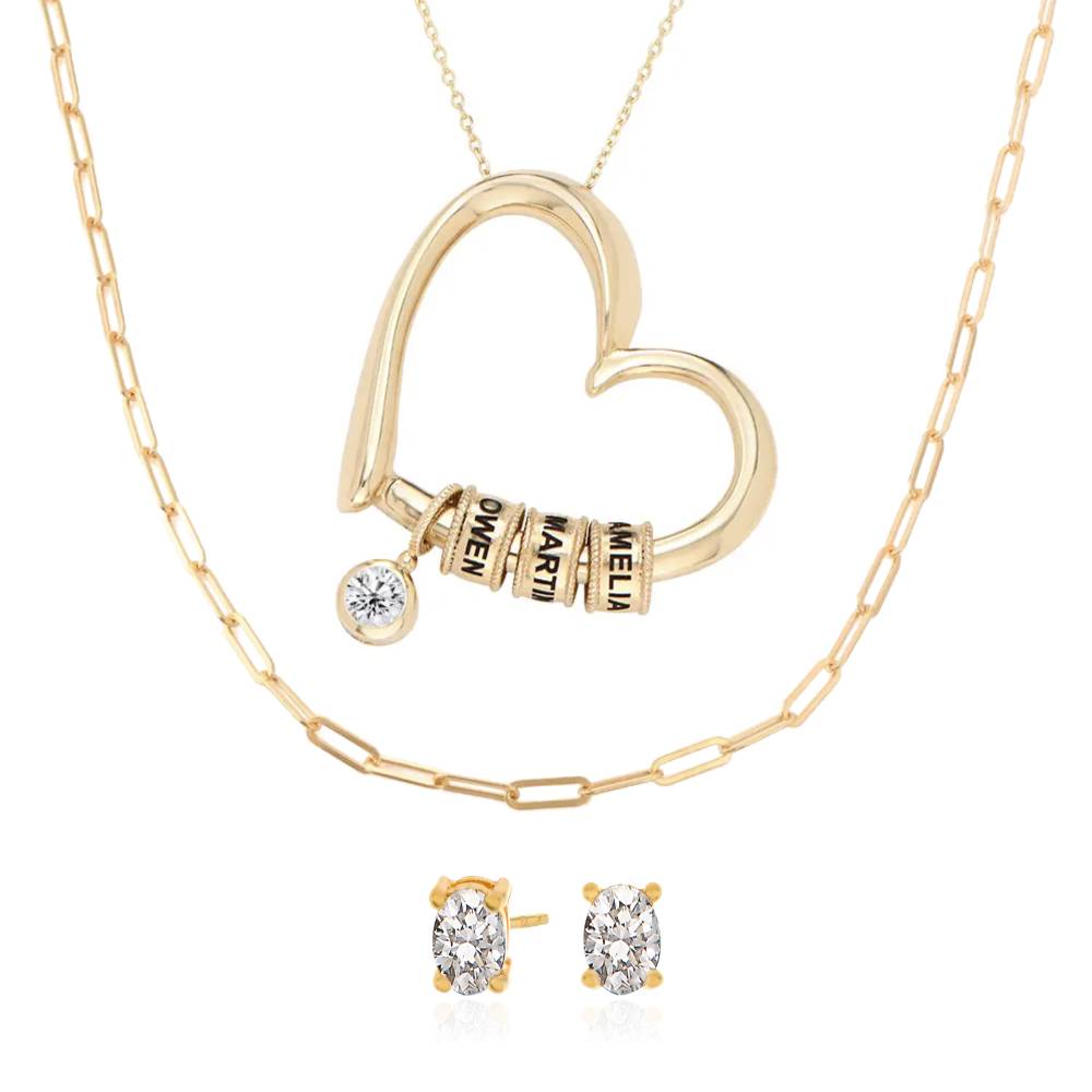 Last Minute Pack "Charming Heart Necklace in 10K Solid Yellow Gold with 0.10CT Diamond"-2 product photo