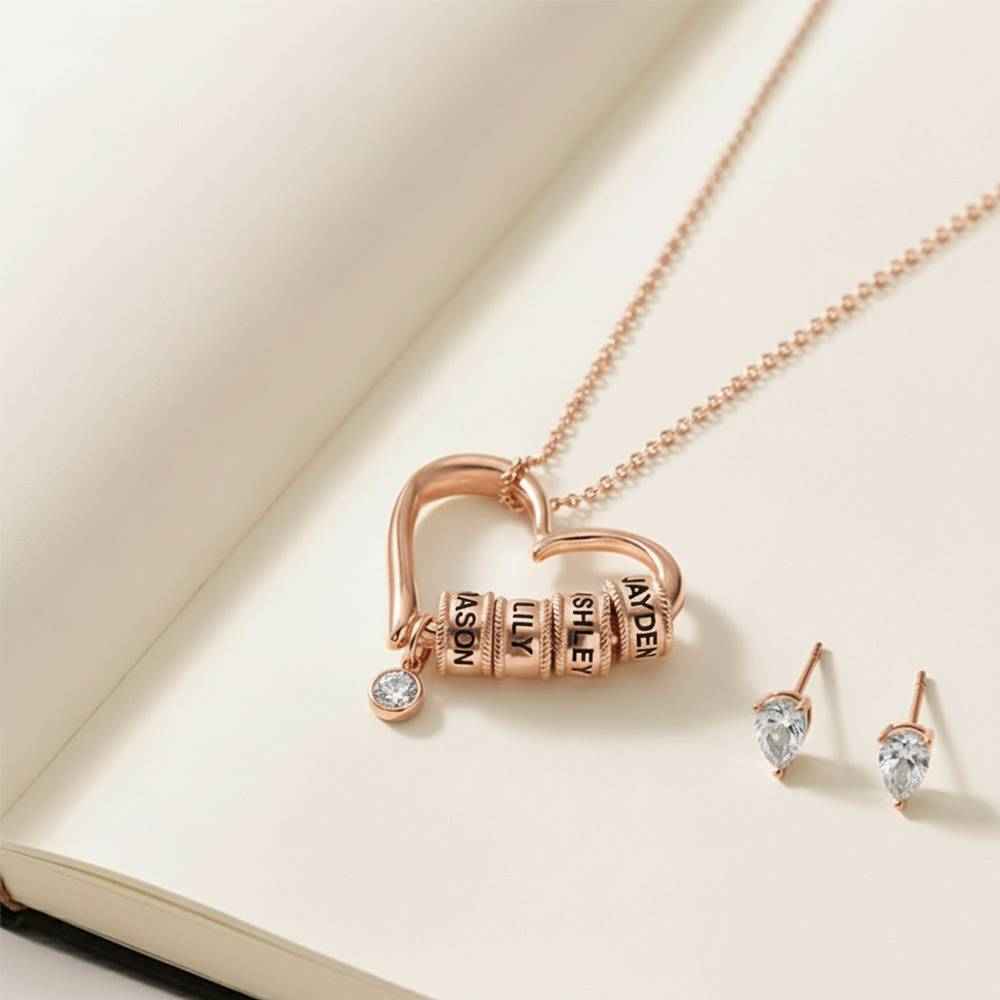 Last Minute Pack "Charming Heart Necklace in Rose Gold Vermeil with 0.25CT Diamond"-4 product photo