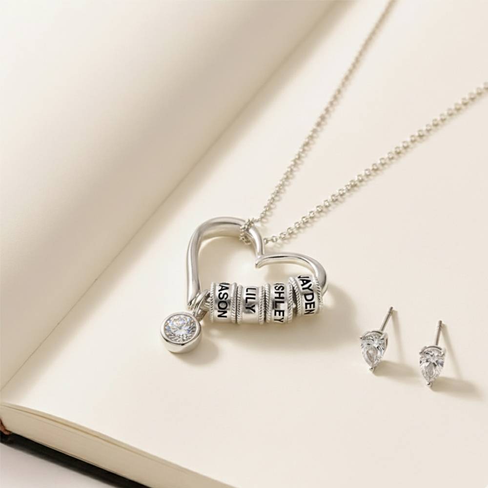 Last Minute Pack "Charming Heart Necklace in Sterling Silver with 1CT Diamond"-3 product photo