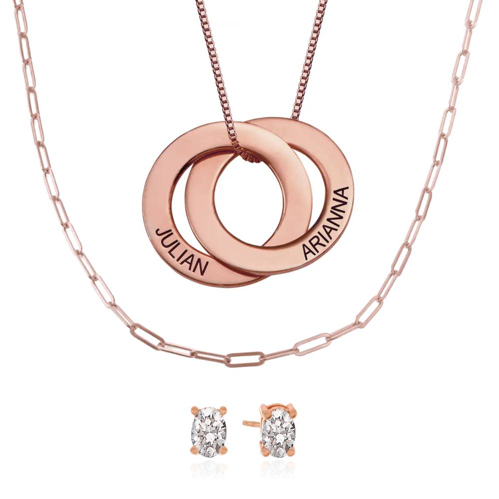 Last Minute Pack "Russian Ring Necklace with 2 Rings in Rose Gold Plating"-1 product photo