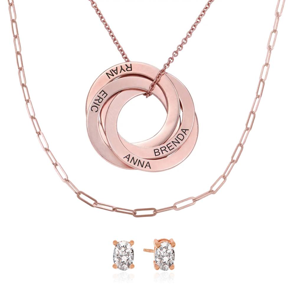 Last Minute Pack "Russian Ring Necklace with 4 Rings in Rose Gold Plating"-1 product photo