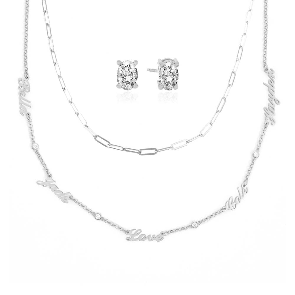 Last Minute Pack "Heritage Multiple Name Necklace in Sterling Silver with Diamonds"-4 product photo
