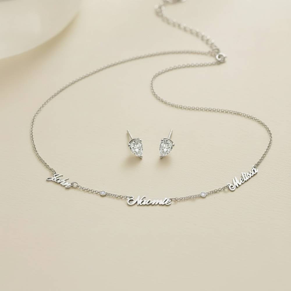 Last Minute Pack "Heritage Multiple Name Necklace in Sterling Silver with Diamonds"-5 product photo