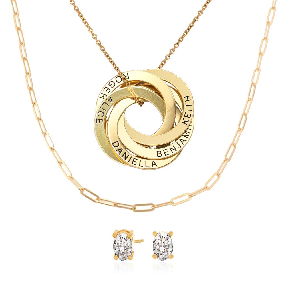 Last Minute Pack "Russian Ring Necklace with 5 Rings in 14K Solid Yellow Gold"-3 product photo