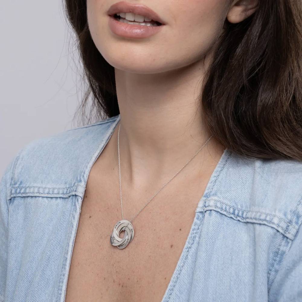 Last Minute Pack "Russian Ring Necklace with 5 Rings in 14K Solid White Gold"-2 product photo