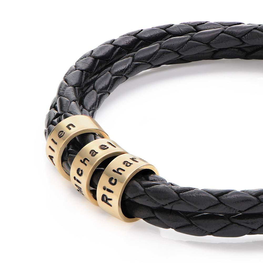 Last Minute Pack "Navigator Leather Bracelet in 14K Solid Yellow Gold"-4 product photo