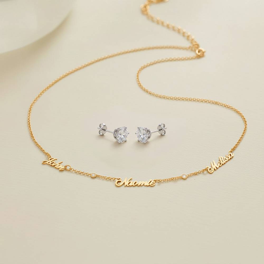 Last Minute Pack "Heritage Multiple Name Necklace in Gold Plating with Diamonds"-5 product photo