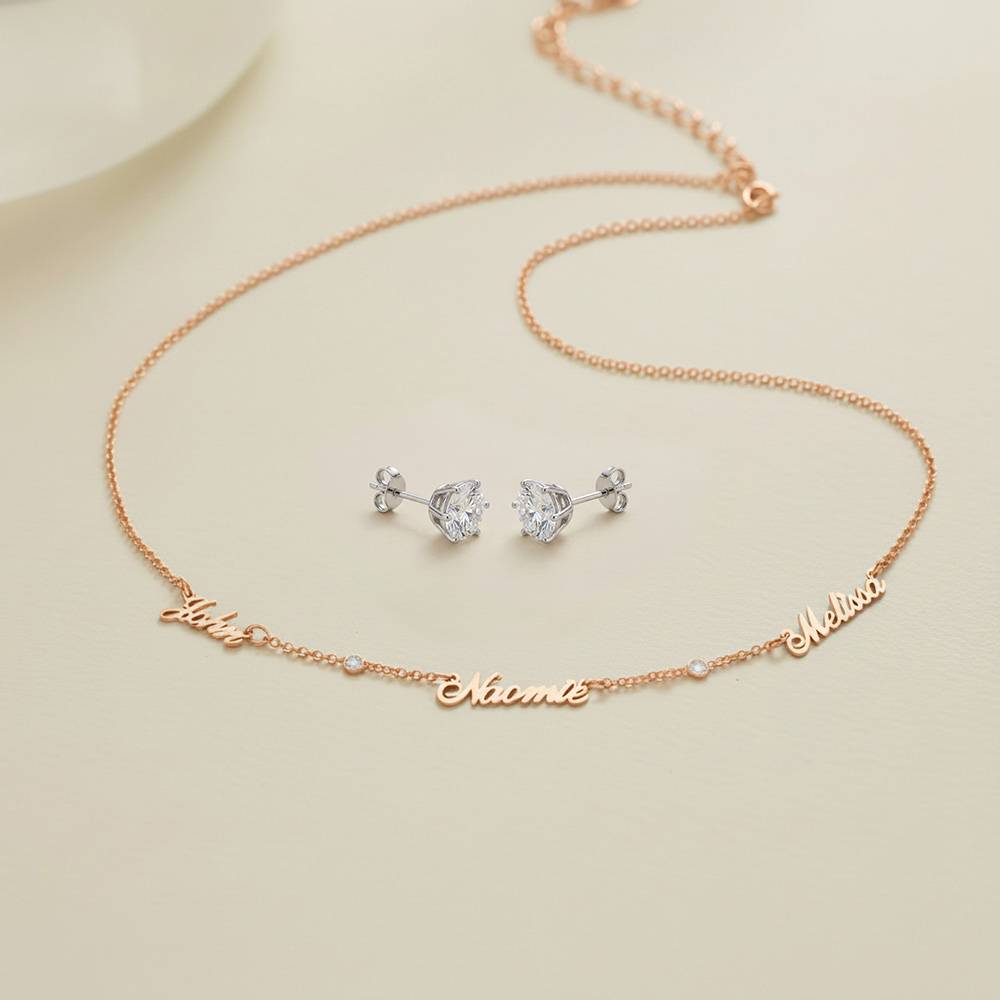 Last Minute Pack "Heritage Multiple Name Necklace in Rose Gold Plating with Diamonds"-5 product photo
