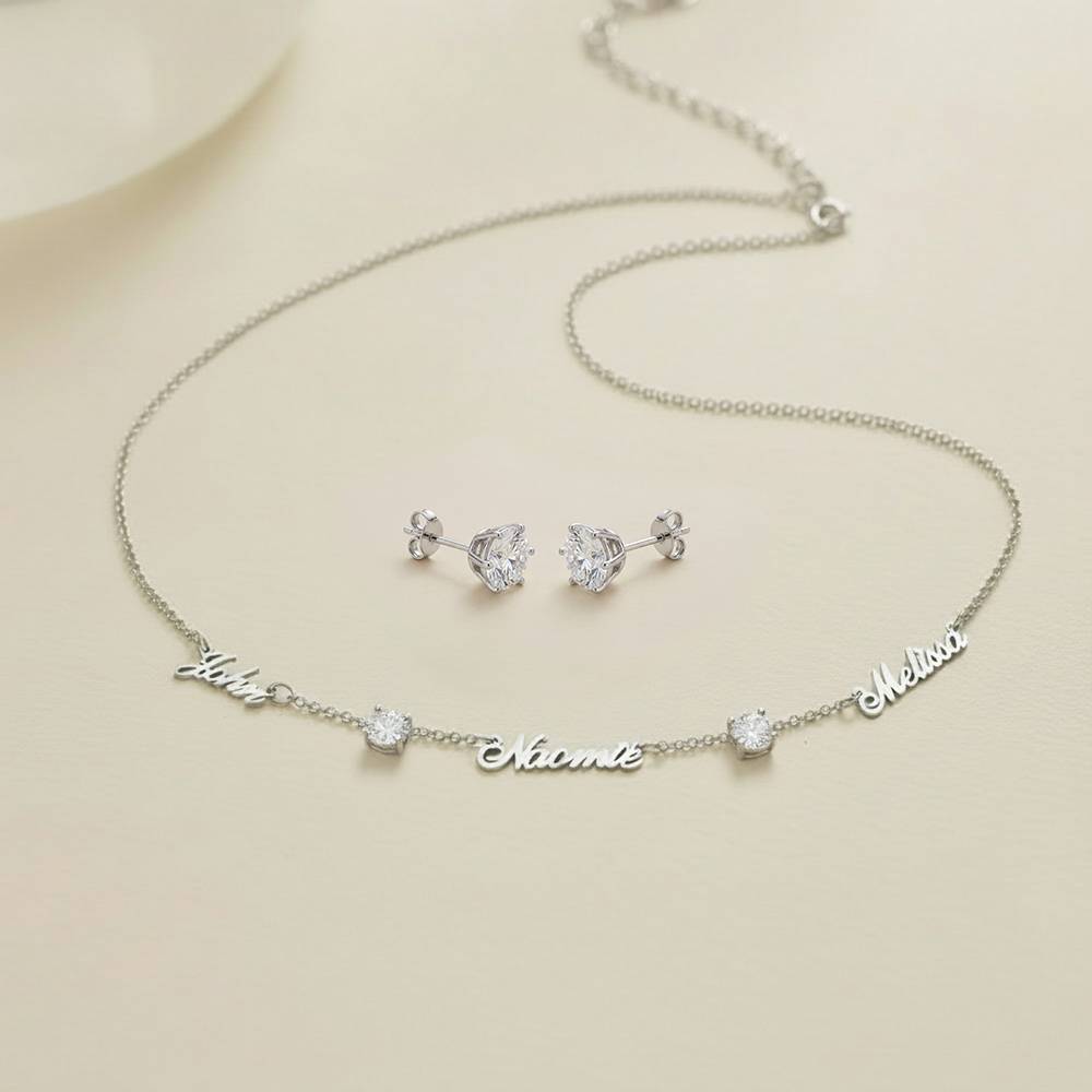 Last Minute Pack "Heritage Multiple Name Necklace in Silver with 0.30CT Diamonds"-4 product photo