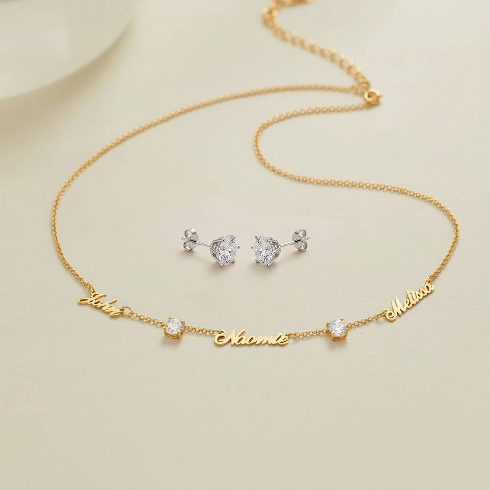 Last Minute Pack "Heritage Multiple Name Necklace in Gold Plating with 0.30CT Diamonds"-3 product photo