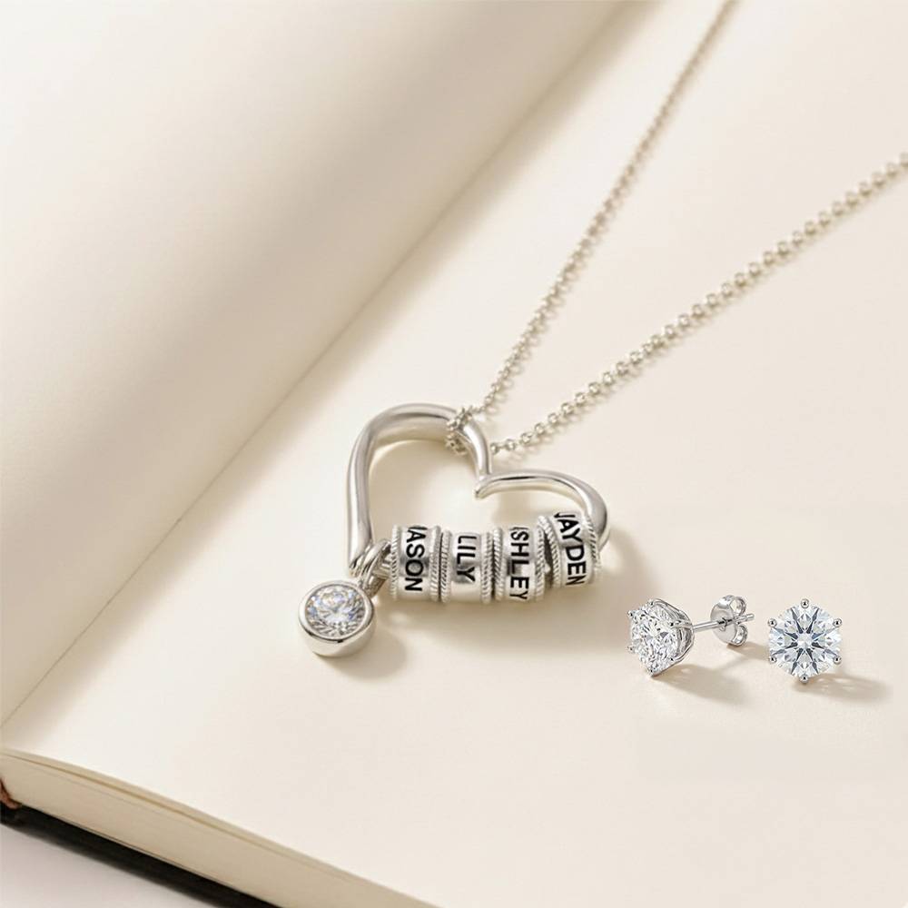 Last Minute Pack "Charming Heart Necklace in Silver with 1CT Diamond"-6 product photo