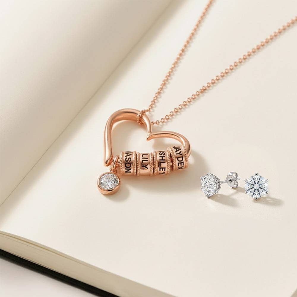 Last Minute Pack "Charming Heart Necklace in Rose Gold Plating with 1CT Diamond"-2 product photo
