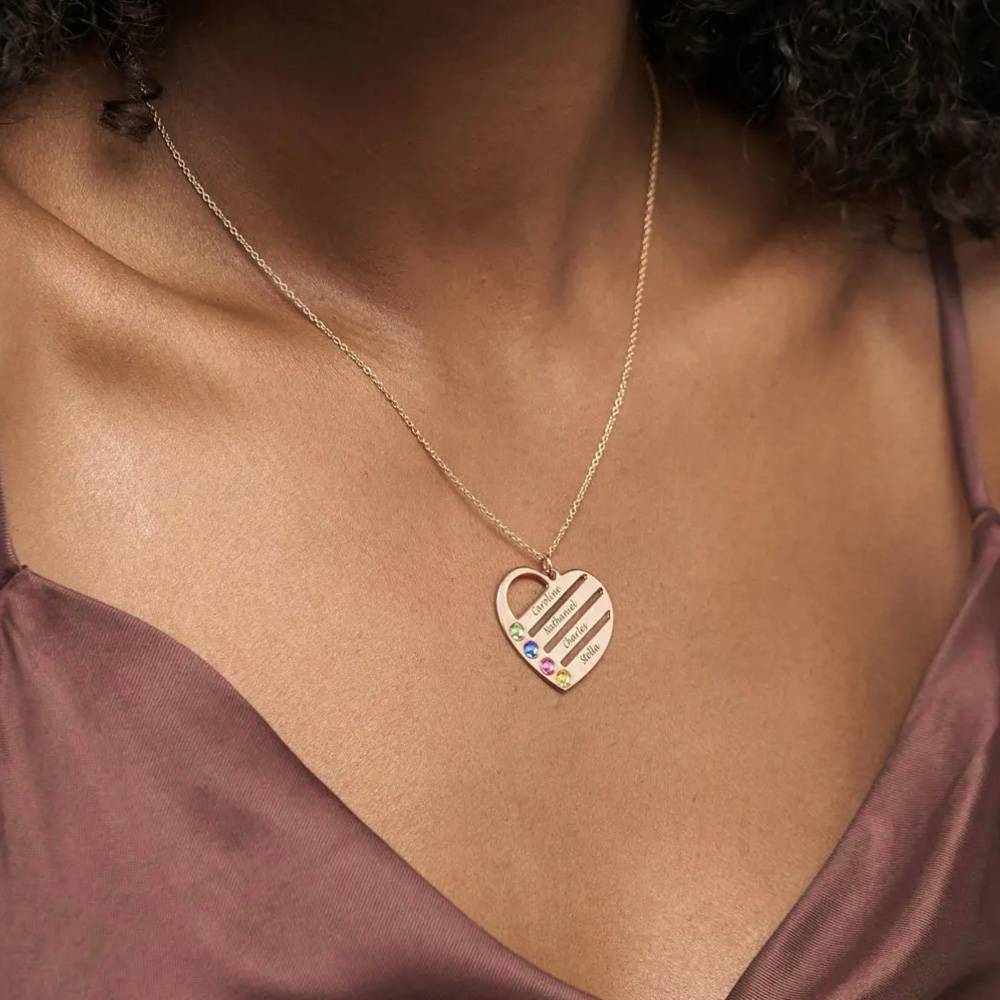 Last Minute Pack "Terry Birthstone Heart Necklace in Rose Gold Plating"-3 product photo