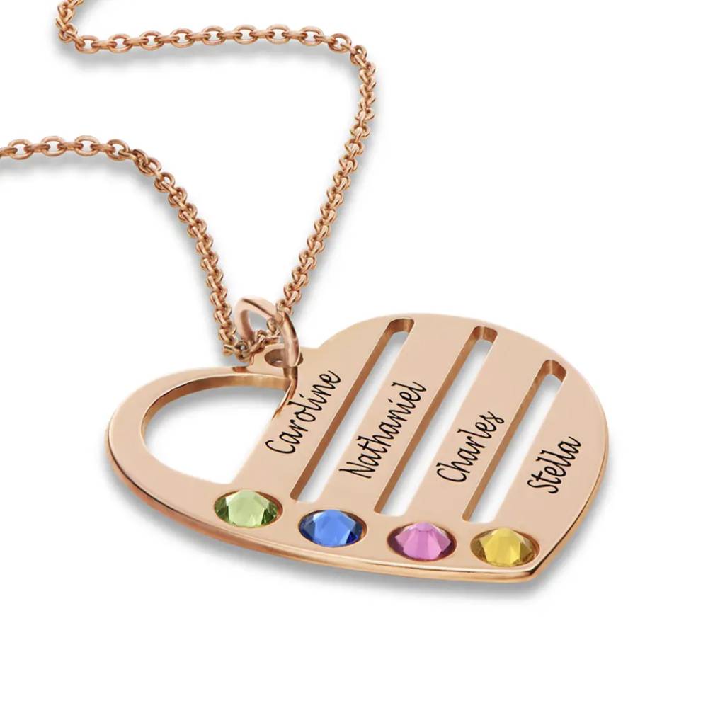 Last Minute Pack "Terry Birthstone Heart Necklace in Rose Gold Plating"-5 product photo