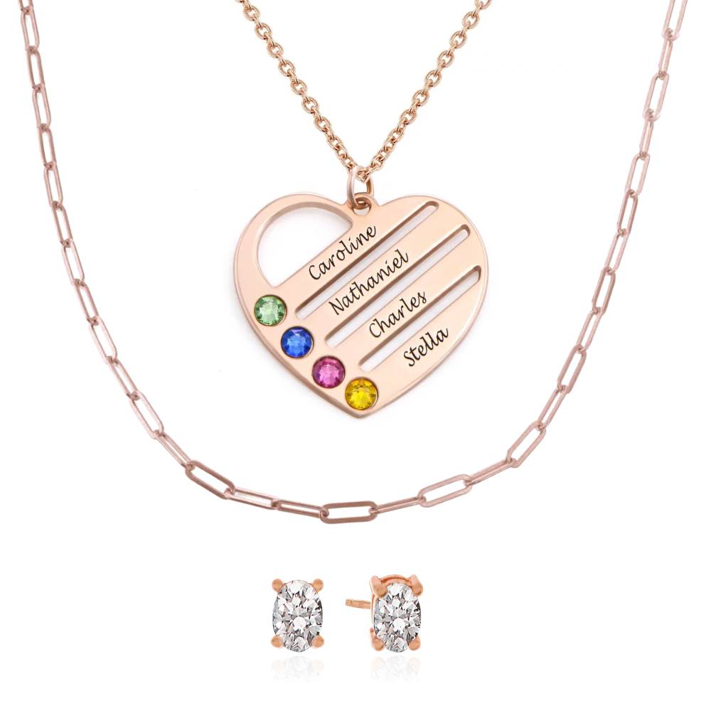 Last Minute Pack "Terry Birthstone Heart Necklace in Rose Gold Plating"-1 product photo
