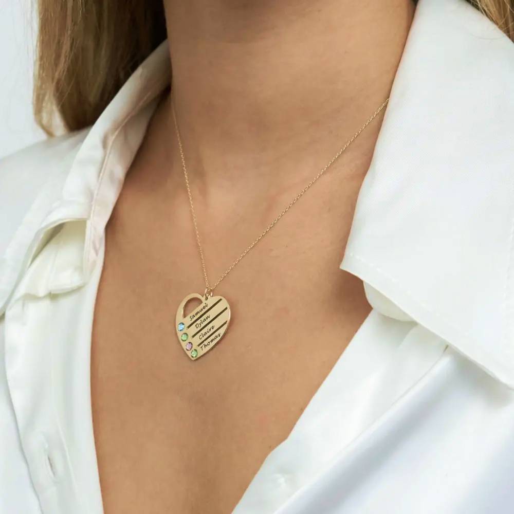 Last Minute Pack "Terry Birthstone Heart Necklace in 10K Solid Yellow Gold"-5 product photo