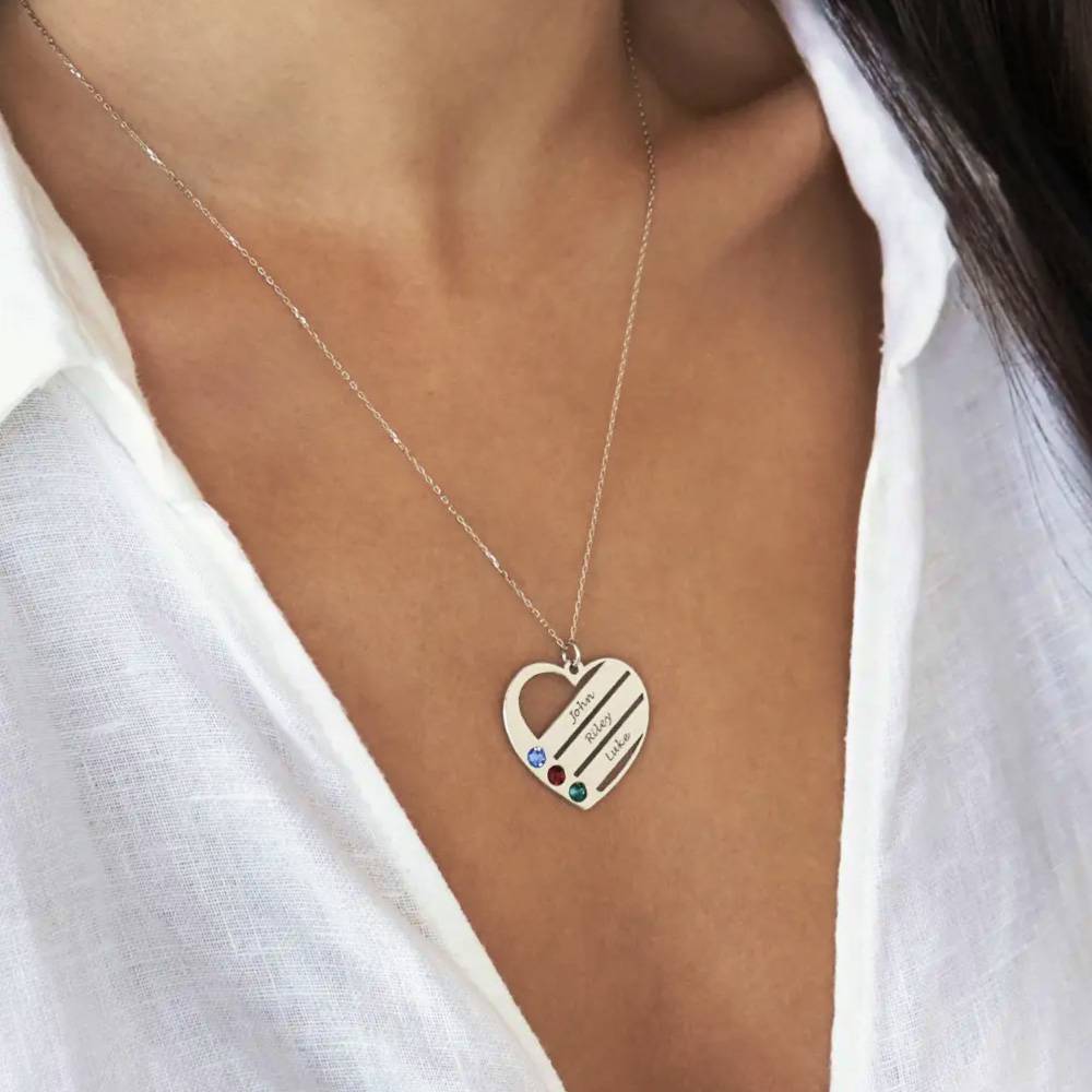 Last Minute Pack "Terry Birthstone Heart Necklace in 14K Solid White Gold"-1 product photo