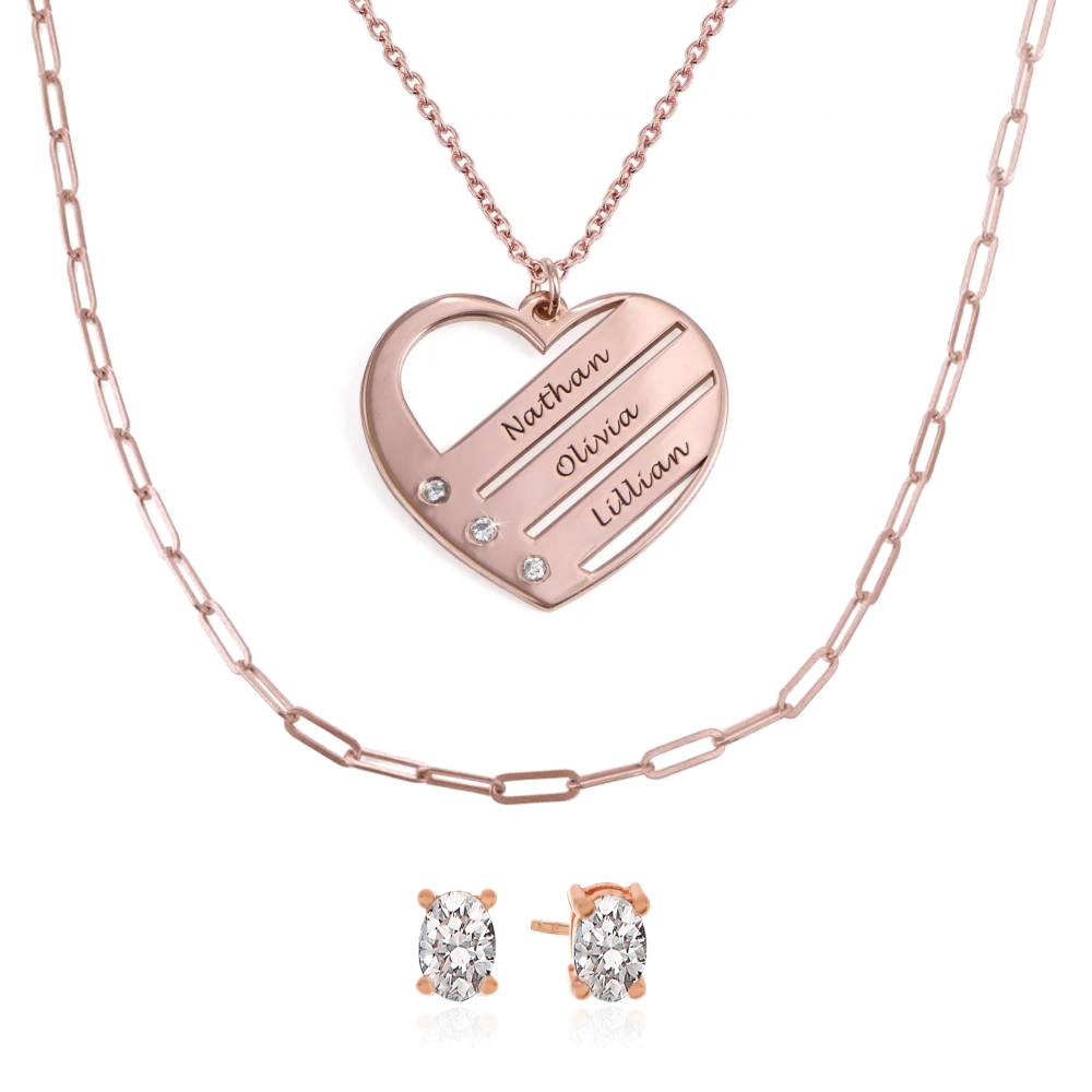 Last Minute Pack "Terry Diamond Heart Necklace in Rose Gold Vermeil"-3 Last Minute Pack "Terry Diamond Heart Necklace in Rose Gold Vermeil"-3 product photo