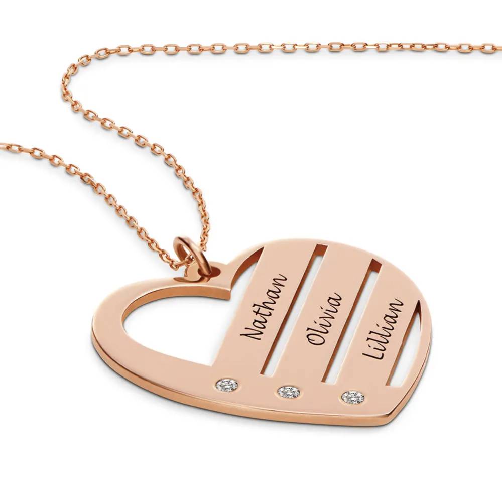 Last Minute Pack "Terry Diamond Heart Necklace in Rose Gold Vermeil"-2 product photo