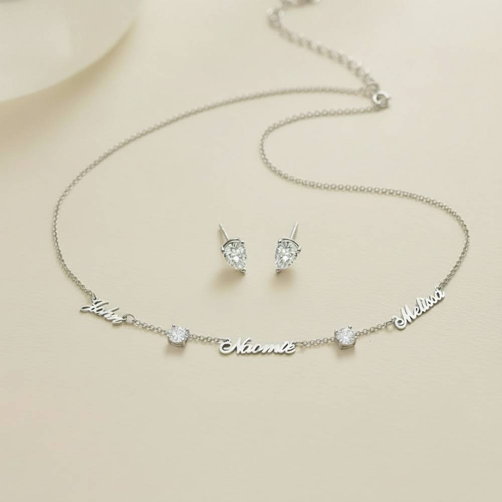 Last Minute Pack "Heritage Multiple Name Necklace in Silver with 0.30CT Diamonds"-4 product photo