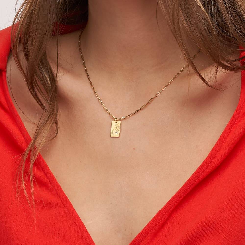 Blossom Birth Flower & Stone Link Necklace in 18K Gold Plating - Test-4 Blossom Birth Flower & Stone Link Necklace in 18K Gold Plating - Test-4 product photo