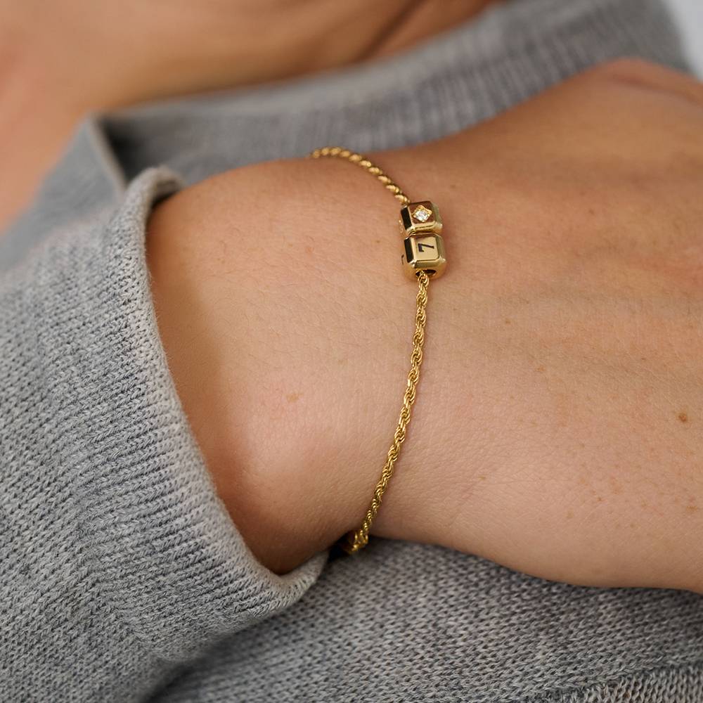 Little Loves Initial Cube Bracelet in Gold Plating with 0.08CT Diamond-5 product photo