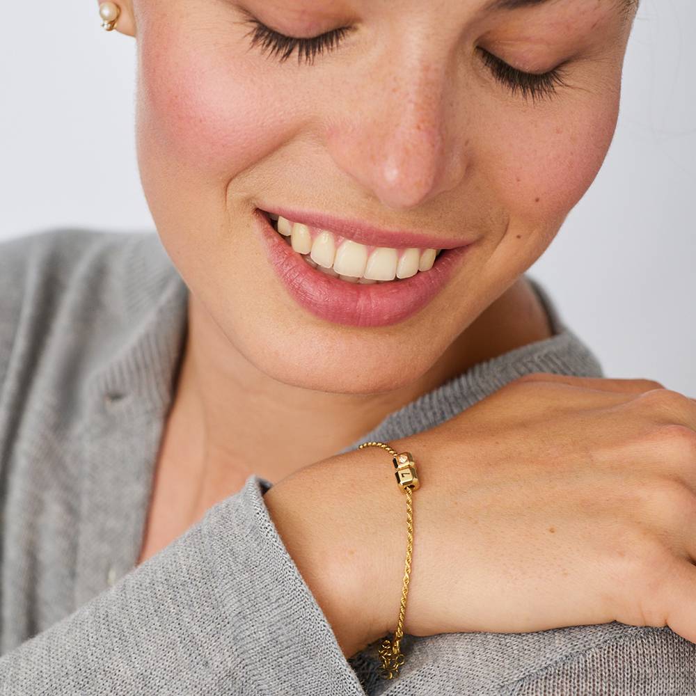 Little Loves Initial Cube Bracelet in Gold Plating with 0.08CT Diamond-2 product photo