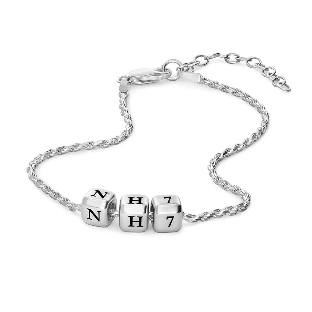 Little Loves Initial Cube Bracelet in Silver - theo grace