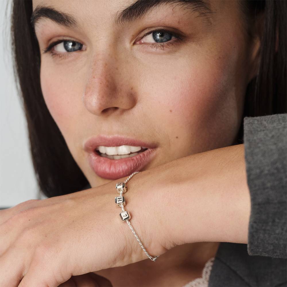 Little Loves Initial Cube Bracelet in Silver-5 Little Loves Initial Cube Bracelet in Silver-5 product photo