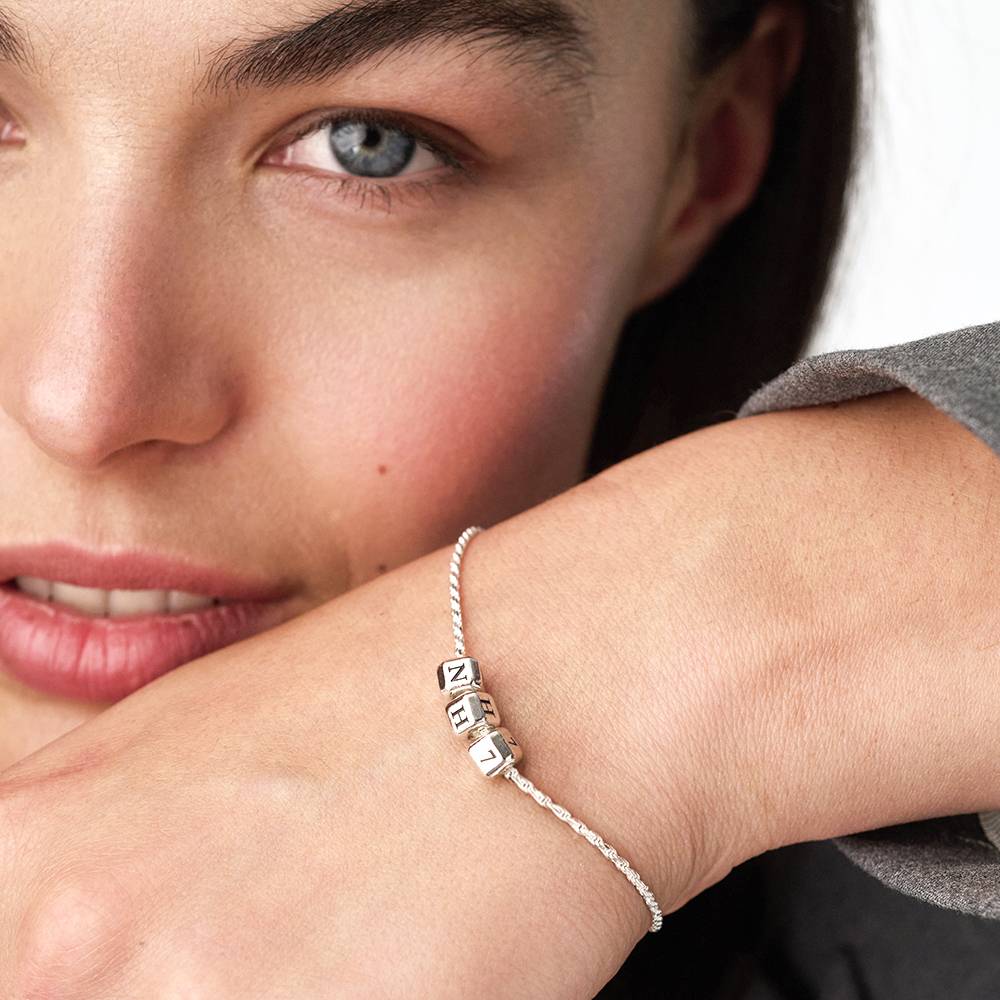 Little Loves Initial Cube Bracelet in Silver-2 Little Loves Initial Cube Bracelet in Silver-2 product photo