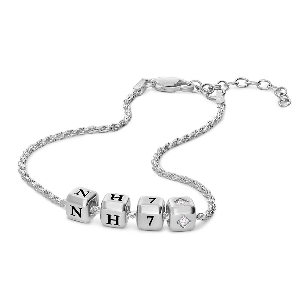 Little Loves Initial Cube Bracelet in Silver with 0.08CT Diamond-4 Little Loves Initial Cube Bracelet in Silver with 0.08CT Diamond-4 product photo