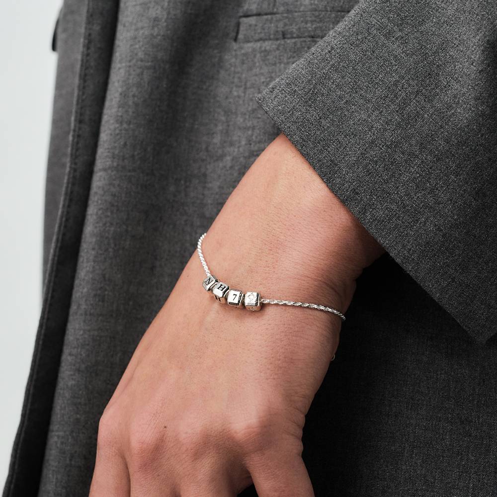 Little Loves Initial Cube Bracelet in Silver with 0.08CT Diamond-3 Little Loves Initial Cube Bracelet in Silver with 0.08CT Diamond-3 product photo