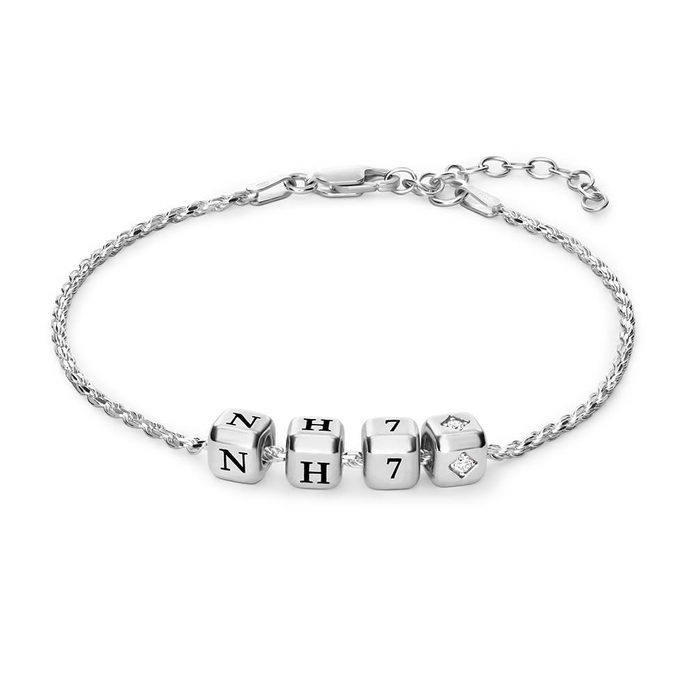 Little Loves Initial Cube Bracelet in Silver with 0.08CT Diamond-1 Little Loves Initial Cube Bracelet in Silver with 0.08CT Diamond-1 product photo