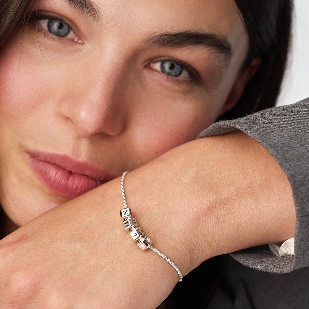 Little Loves Initial Cube Bracelet in Silver with 0.08CT Diamond-5 Little Loves Initial Cube Bracelet in Silver with 0.08CT Diamond-5 product photo