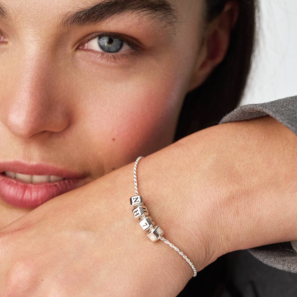 Little Loves Initial Cube Bracelet in Silver with 0.08CT Diamond-2 Little Loves Initial Cube Bracelet in Silver with 0.08CT Diamond-2 product photo