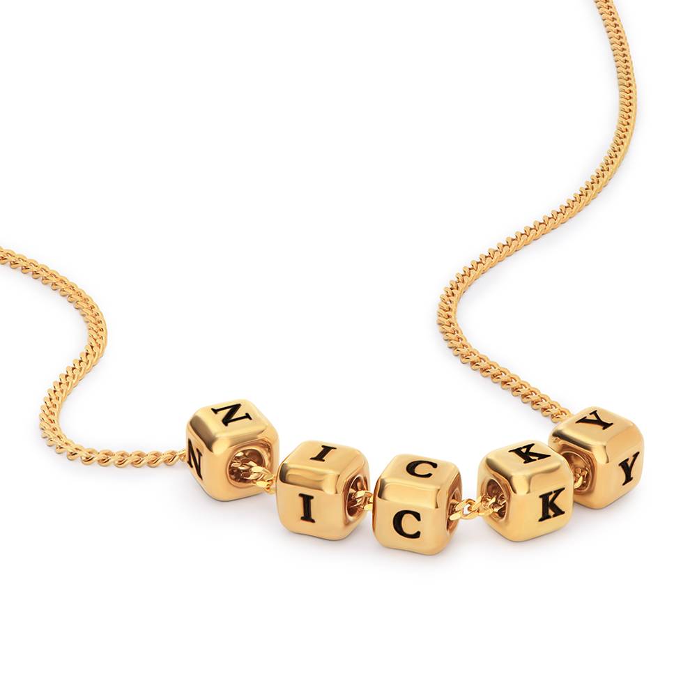 Little Loves Initial Cube Necklace in Gold Plating-4 product photo