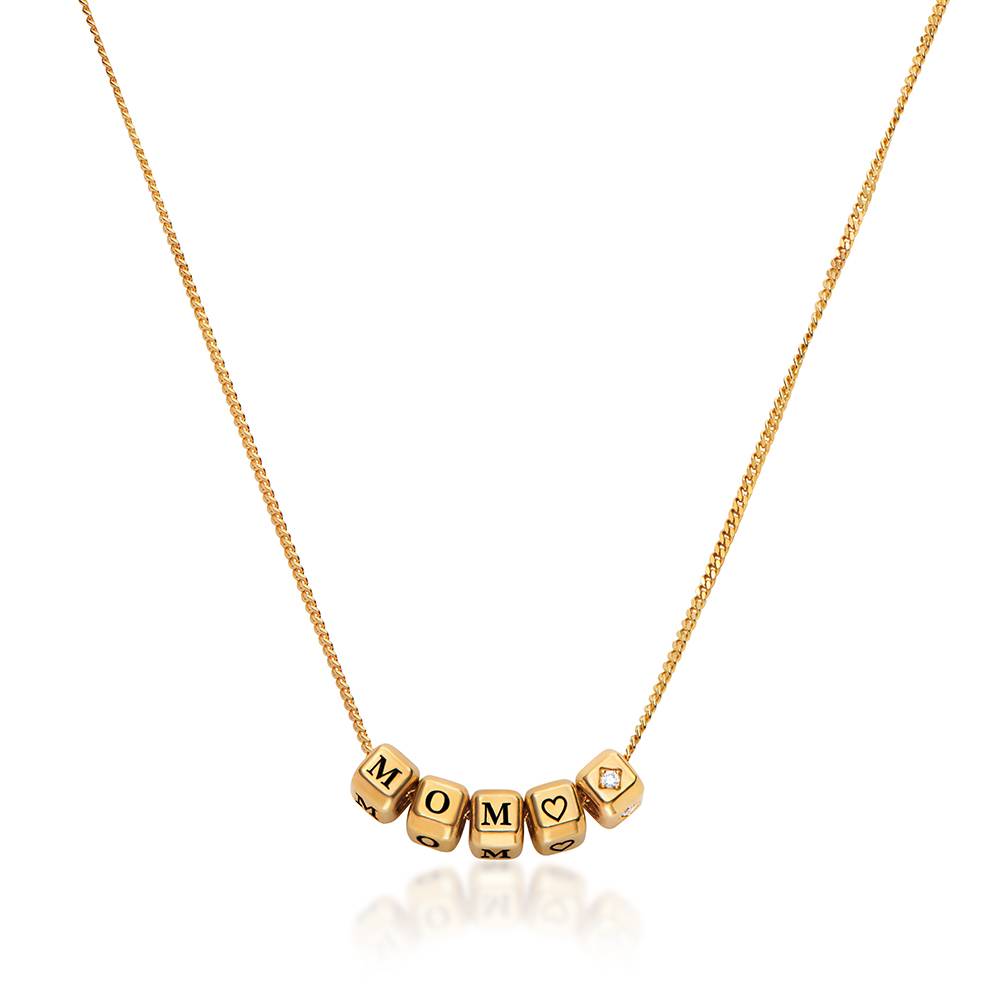 Little Loves Initial Cube Necklace in Gold Plating with 0.08CT Diamond-1 product photo