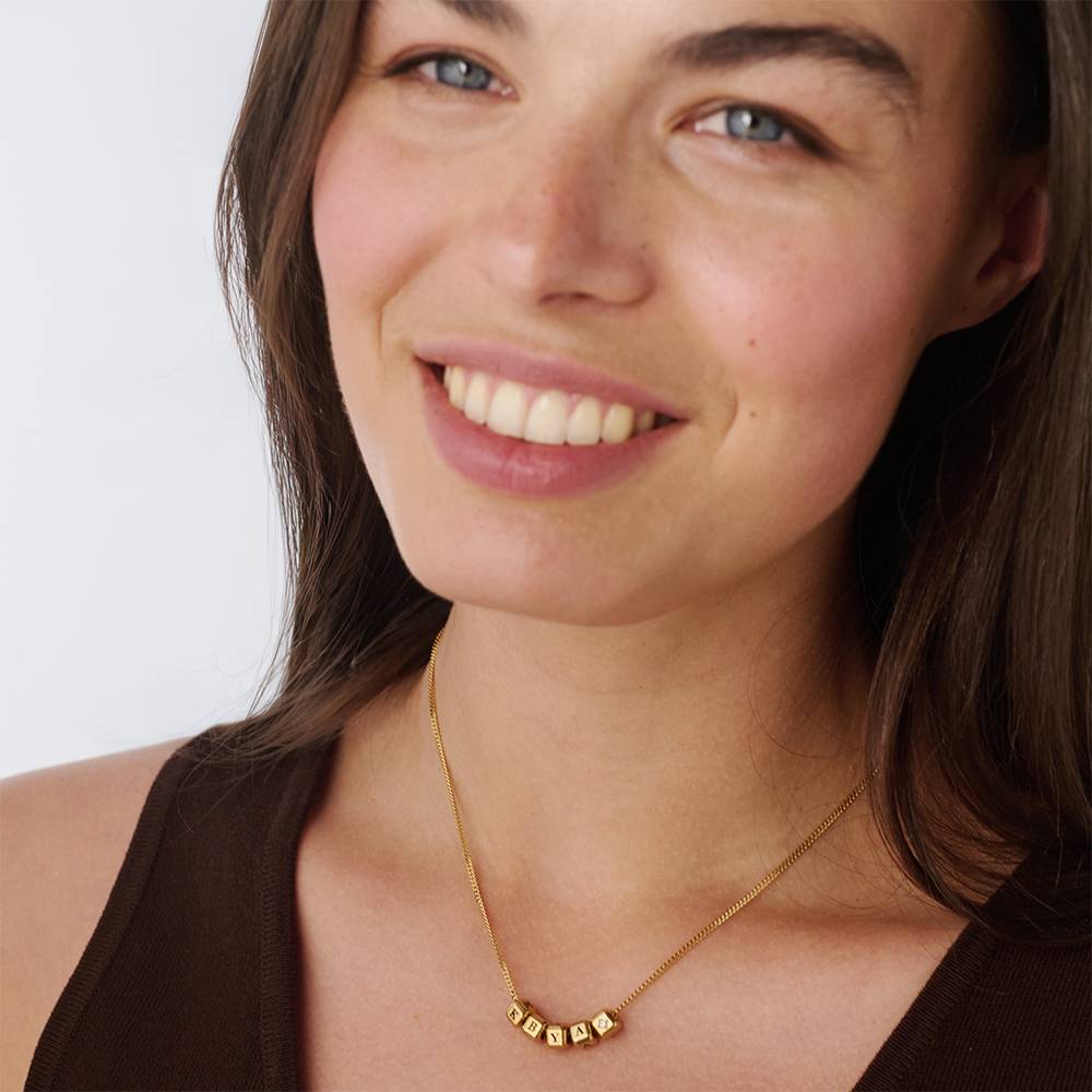 Little Loves Initial Cube Necklace in Gold Plating with 0.08CT Diamond-2 product photo
