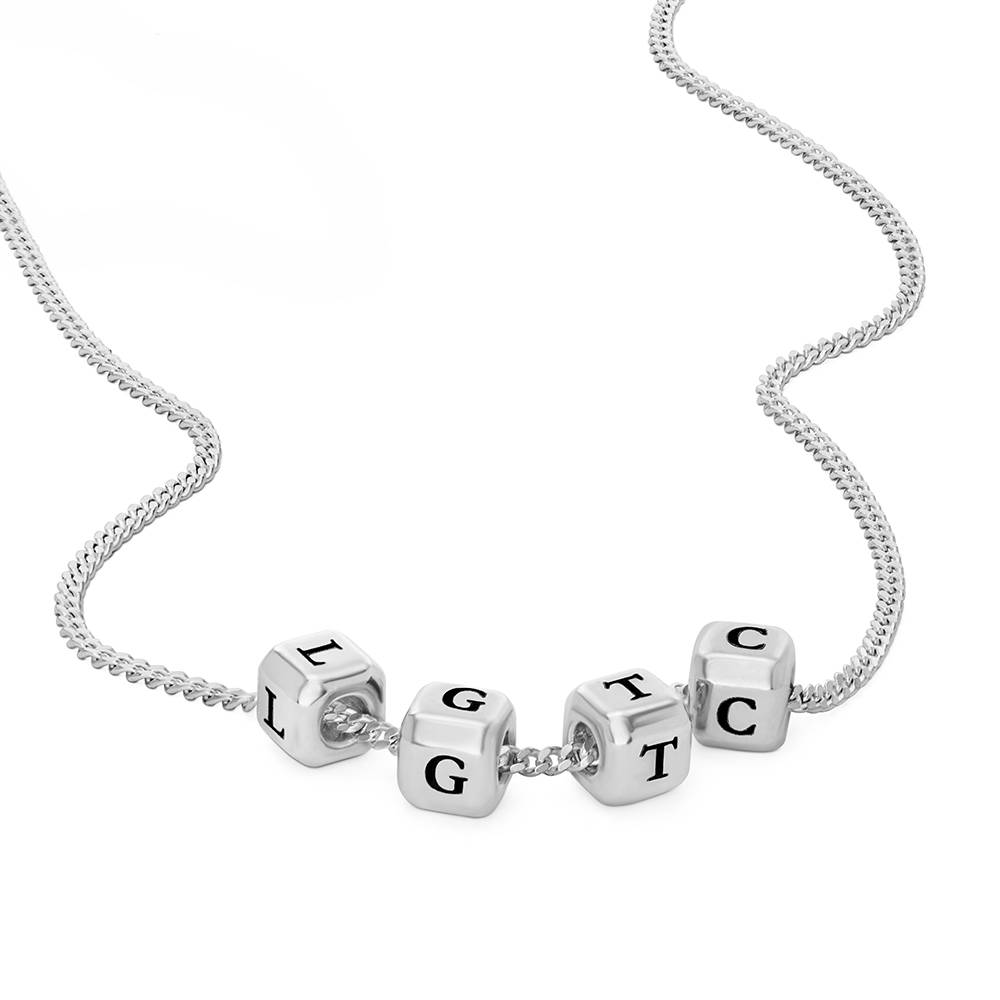 Little Loves Initial Cube Necklace in Silver-4 product photo