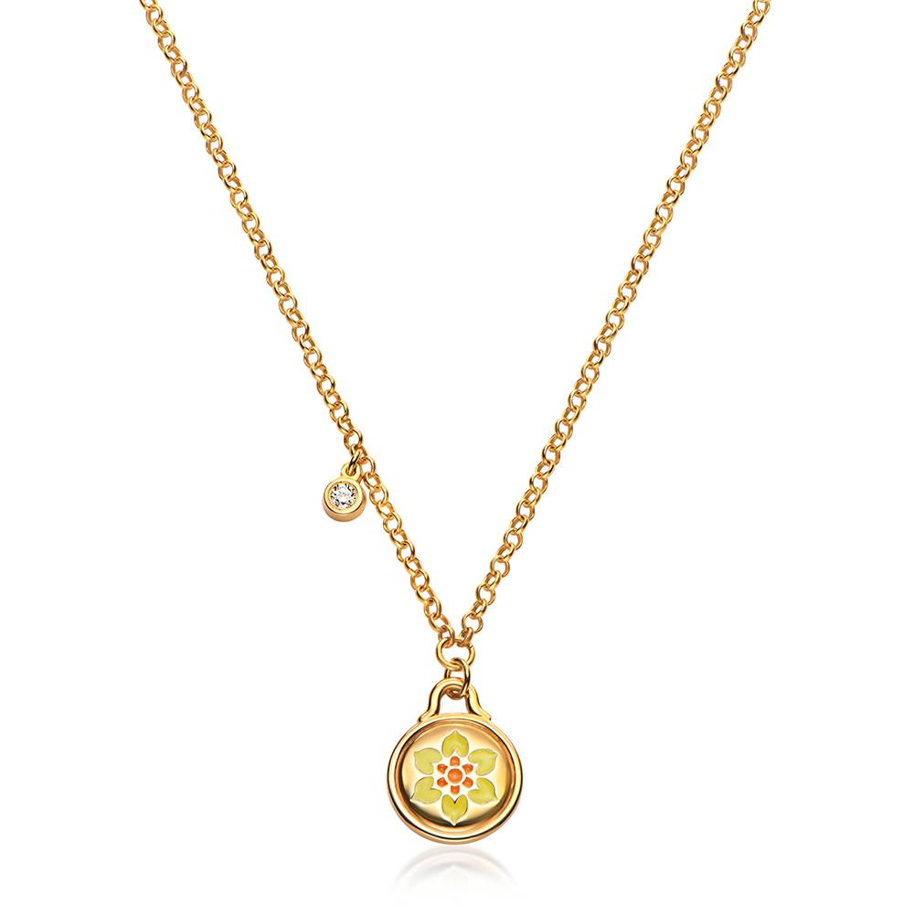Little Ray of Sunshine Necklace in Gold Plating with 0.10CT