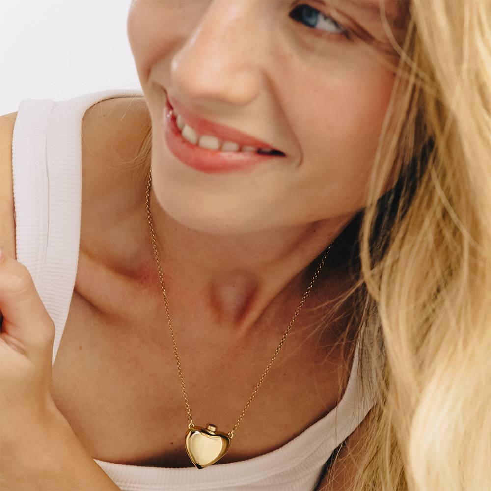 Love Note Puffy Heart Necklace in Gold Vermeil-3 product photo