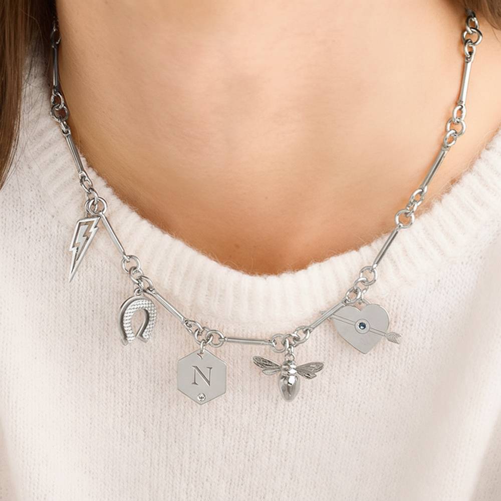 Luckiest Charms Necklace in Silver Finish-3 product photo