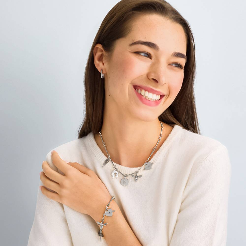 Luckiest Charms Necklace in Silver Finish-1 product photo