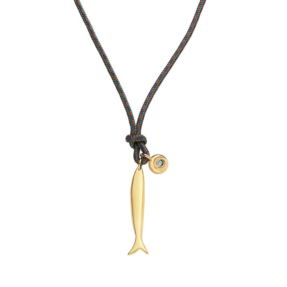 Theo Grace Lucky Catch Fish Adjustable Cord Necklace in Gold Plating