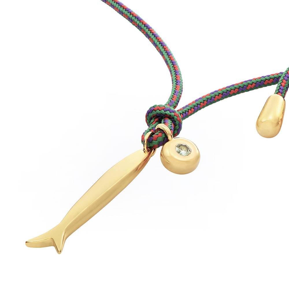 Lucky Catch Fish Adjustable Cord Necklace in Gold Plating-4 product photo